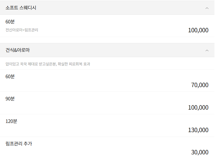 부산스웨디시 비비다테라피 코스 안내